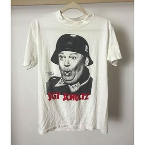 Sgt Schultz hogans heroes T-Shirt Mens White Crew Neck single stitch Regular M
